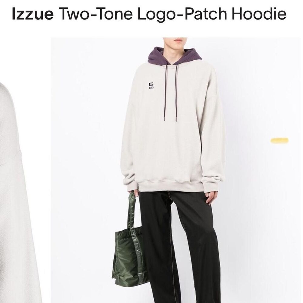 Izzue Men's Cream and Purple Hoodie